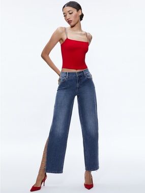 Alice + Olivia GAYLE EMBELLISHED SIDE JEAN